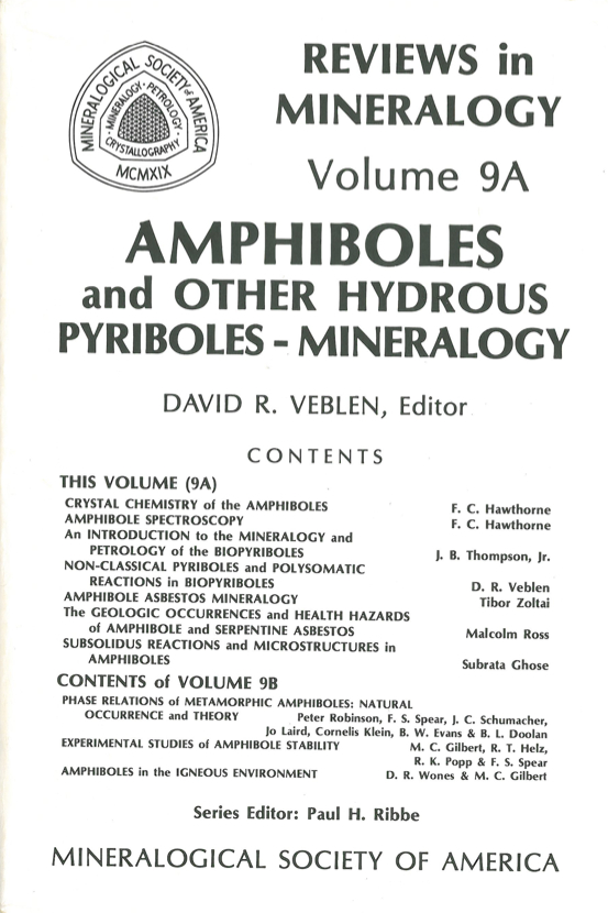 Front Cover of Reviews in Mineralogy vol 9A