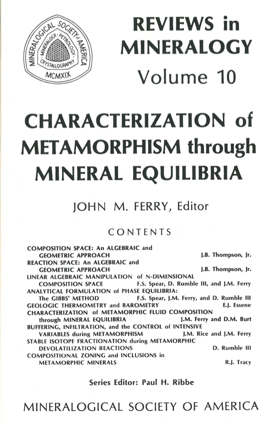 Front Cover of Reviews in Mineralogy vol 10