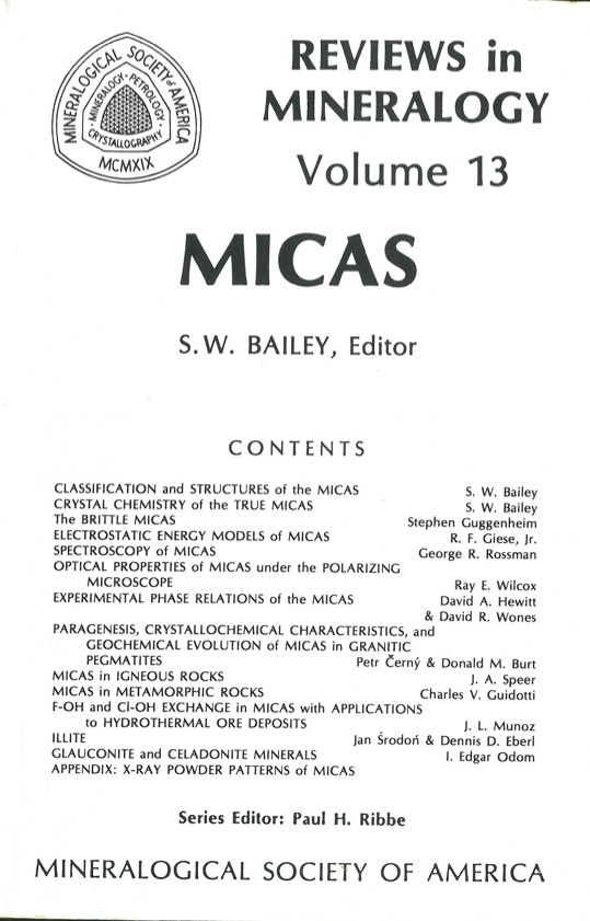 Front Cover of Reviews in Mineralogy vol 13