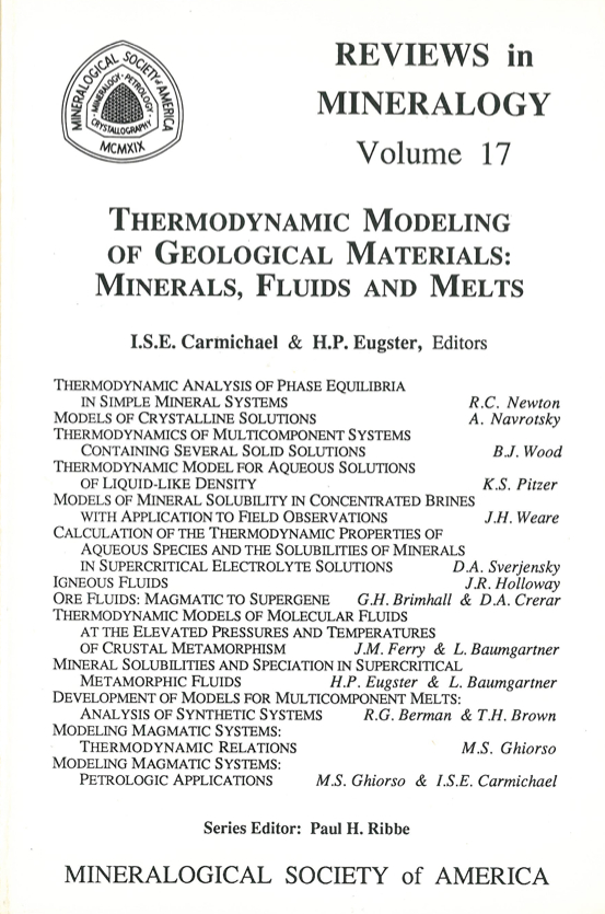 Front Cover of Reviews in Mineralogy vol 17