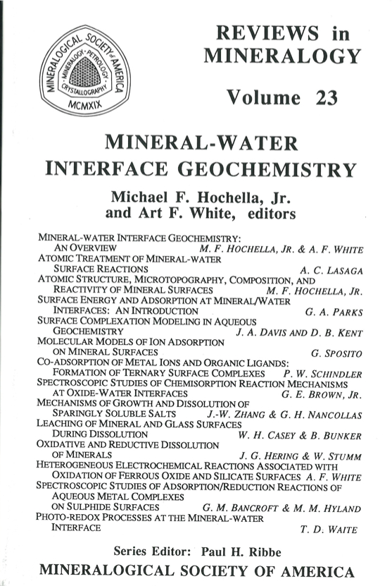 Front Cover of Reviews in Mineralogy vol 23
