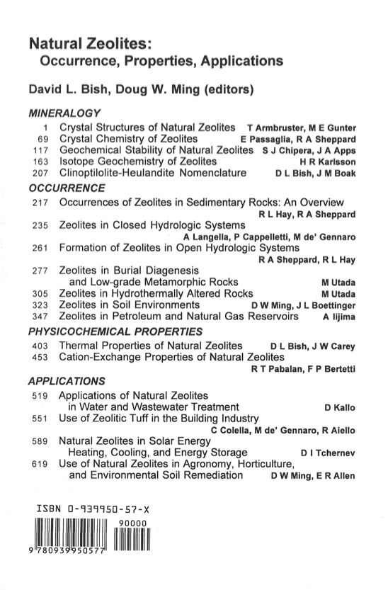 Back Cover of Reviews in Mineralogy and Geochmistry vol 45