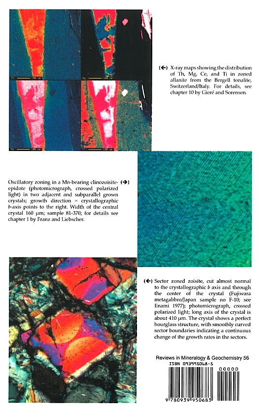 Back Cover of Reviews in Mineralogy and Geochmistry vol 56