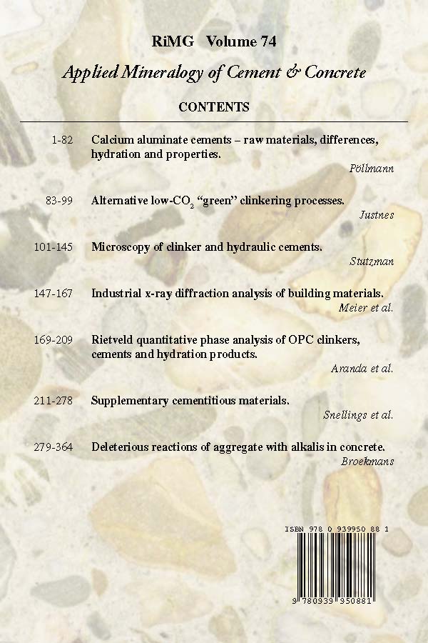 Back Cover of Reviews in Mineralogy and Geochmistry vol 74