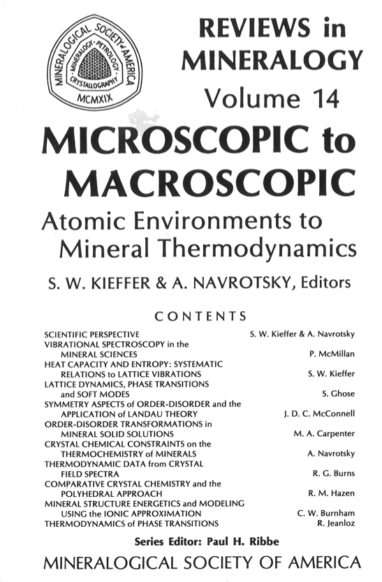 Front Cover of Reviews in Mineralogy vol 14