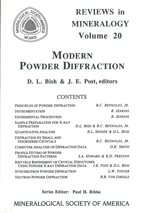 Front Cover of Reviews in Mineralogy vol 20