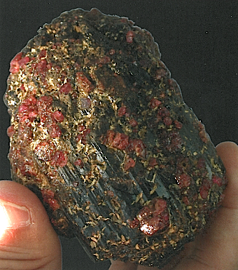 3165 carat painite crystal with overgrown rubies, Wet Lu mine, western Mogok, Burma/Myanmar