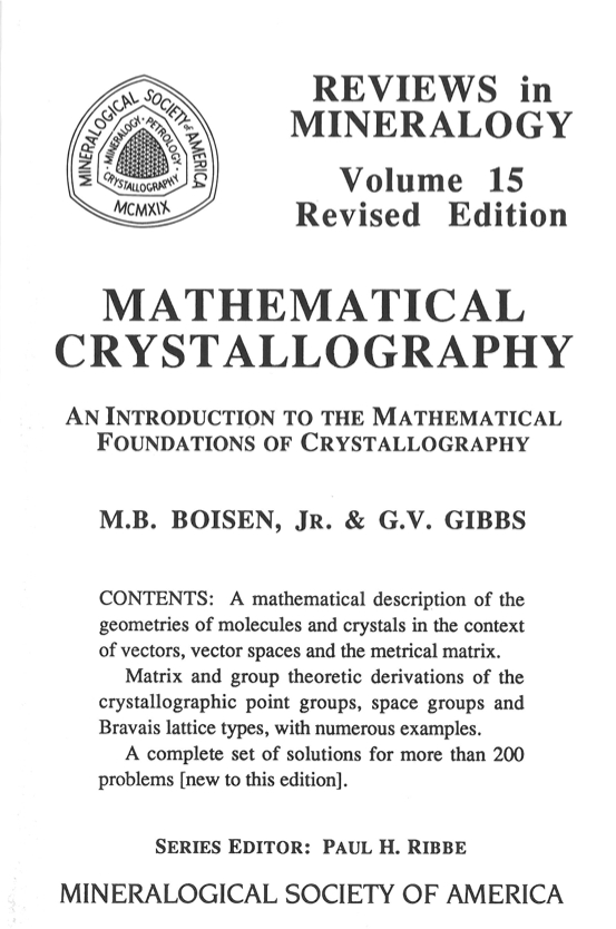 Front Cover of Reviews in Mineralogy vol 15