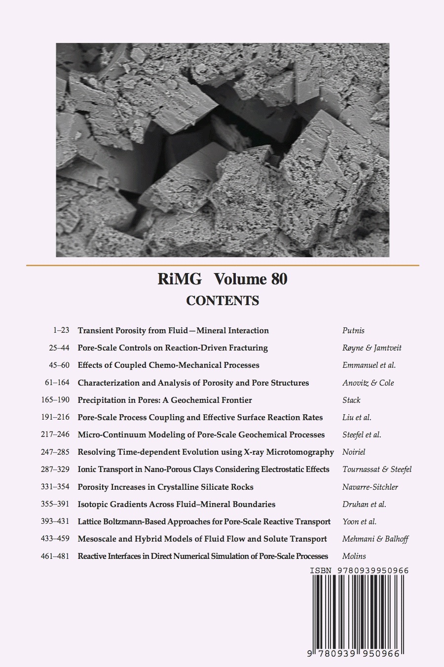 Back Cover of Reviews in Mineralogy and Geochmistry vol 80